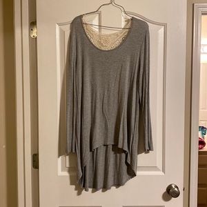 Gray tunic with crochet back